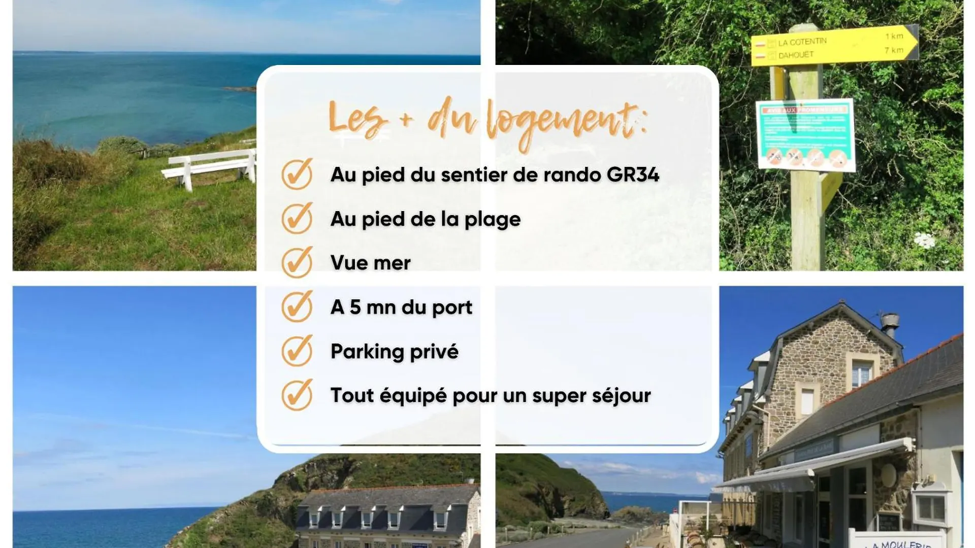 T3 Vue Mer - Face A La Plage Et Au Sentier Des Douaniers Planguenoual